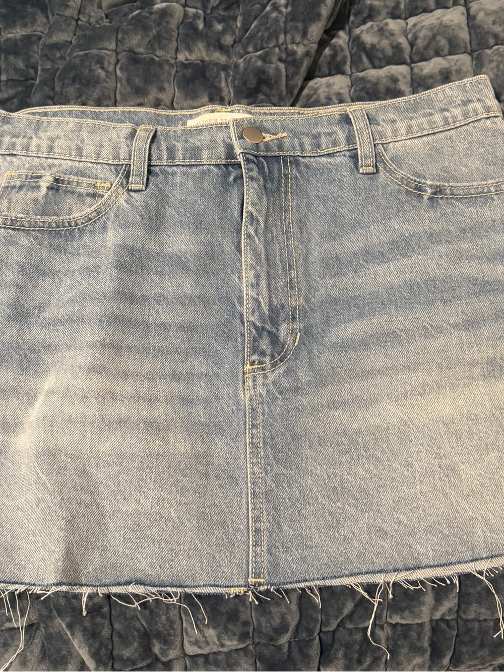Altar’d State Light Wash Denim Mini Skirt